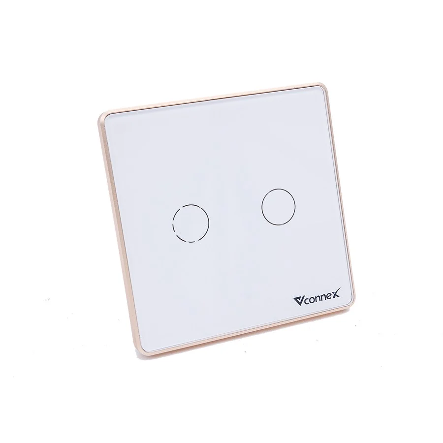 Công tắc thông minh Vconnex 2 nút viền nhôm