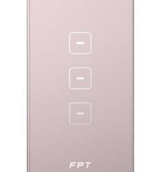 Công Tắc Cảm Ứng Hera 3 Nút Chữ Nhật Rose Gold