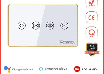 Công tắc rèm đôi viền nhôm Vconnex