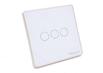 Công tắc thông minh Vconnex 3 nút viền nhôm