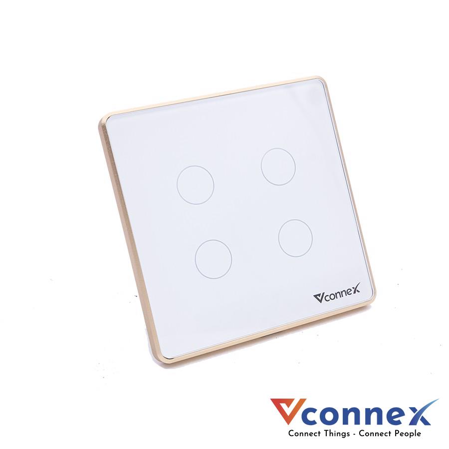 Công tắc thông minh Vconnex 4 nút viền nhôm
